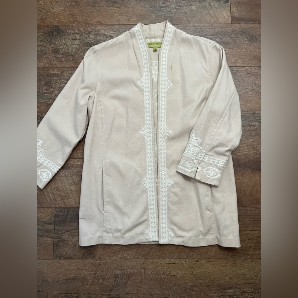 Sigrid Olsen Embroidered Open-Front Jacket